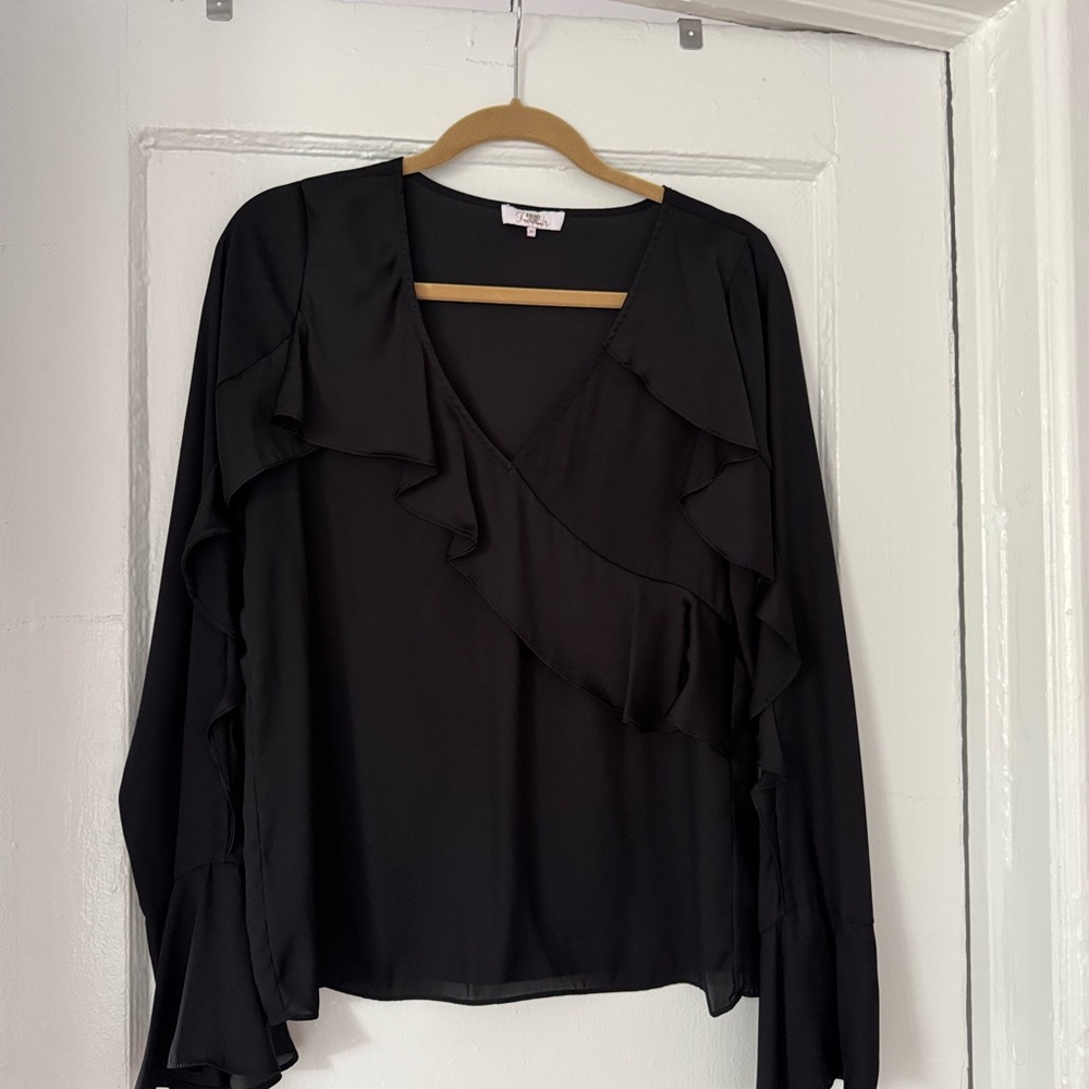 Elegant Black Ruffle Blouse from Parker